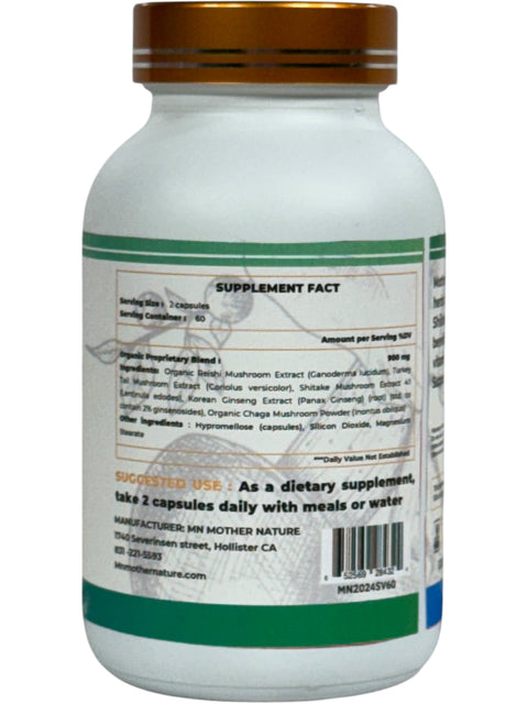 Immune Mushrooms Supplement (1000mg) - 60 capsules