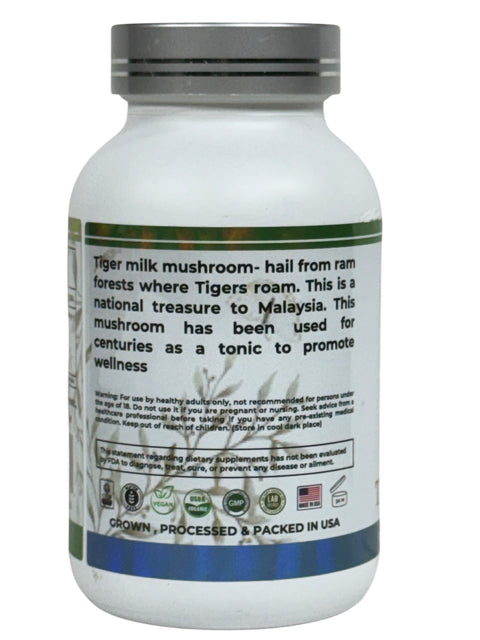 Tiger Milk Mushroom Supplement 500mg – 120 Vegan Capsules | Immune & Respiratory Support | Natural Wellness Tonic