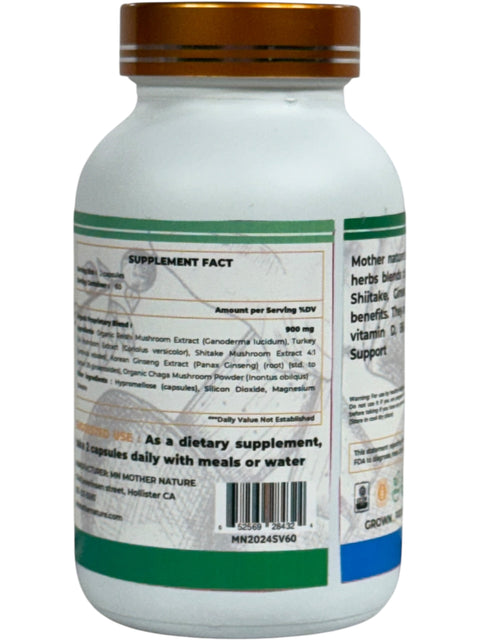 Immune Mushrooms Supplement (1000mg) - 60 capsules